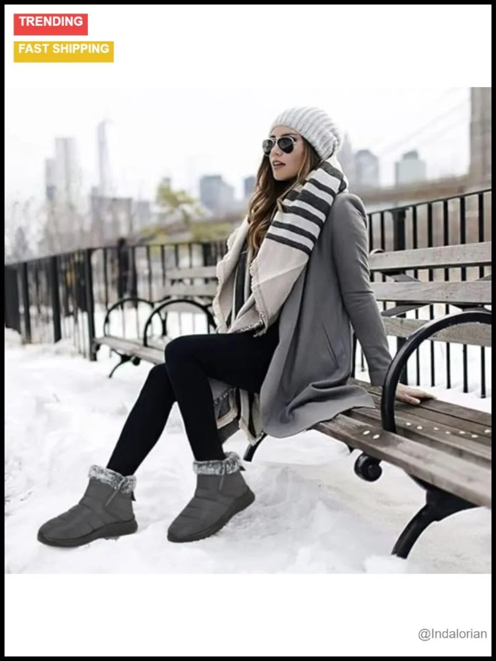 Warm Fur Lined Waterproof Snow Boots Anti Slip Outdoor Ankle Booties